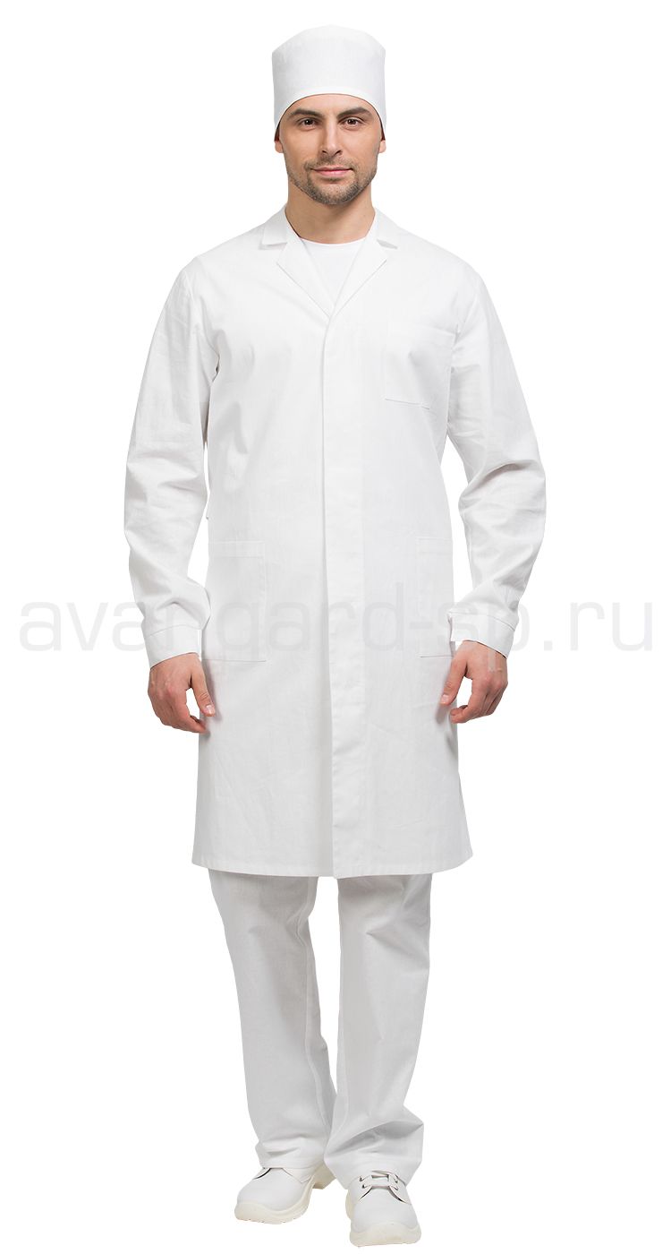 Халат лабораторный мужской цв. бел. цена